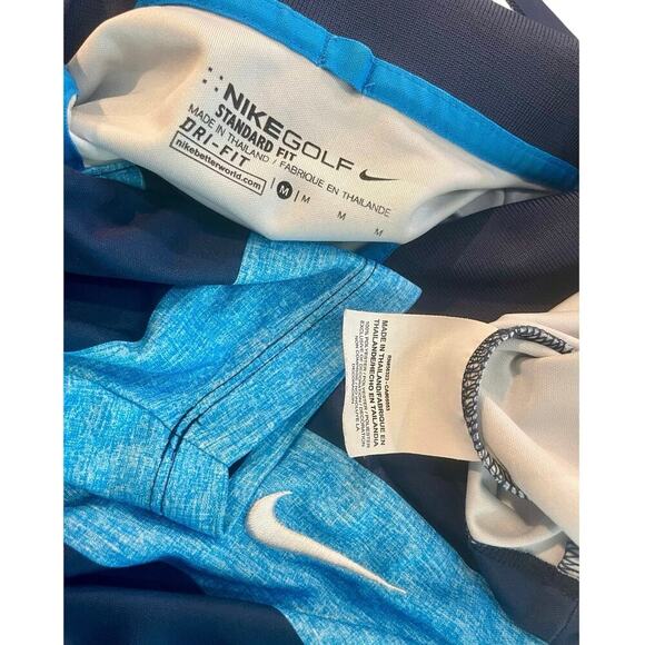 NIKE POLO GOLF SHIRT 2016 VICTORY BOLD STRIPES SZ M BLUE PICKABLE SPORTY TENNIS - Picture 4 of 10